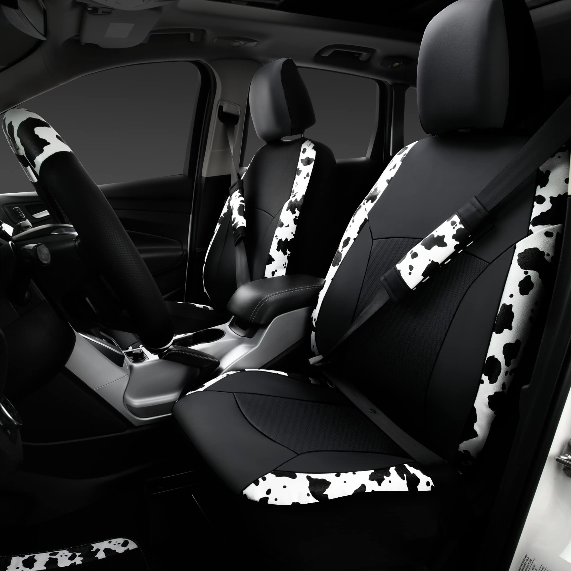 CAR-PASS cow print steering wheel cover adds grip and flair