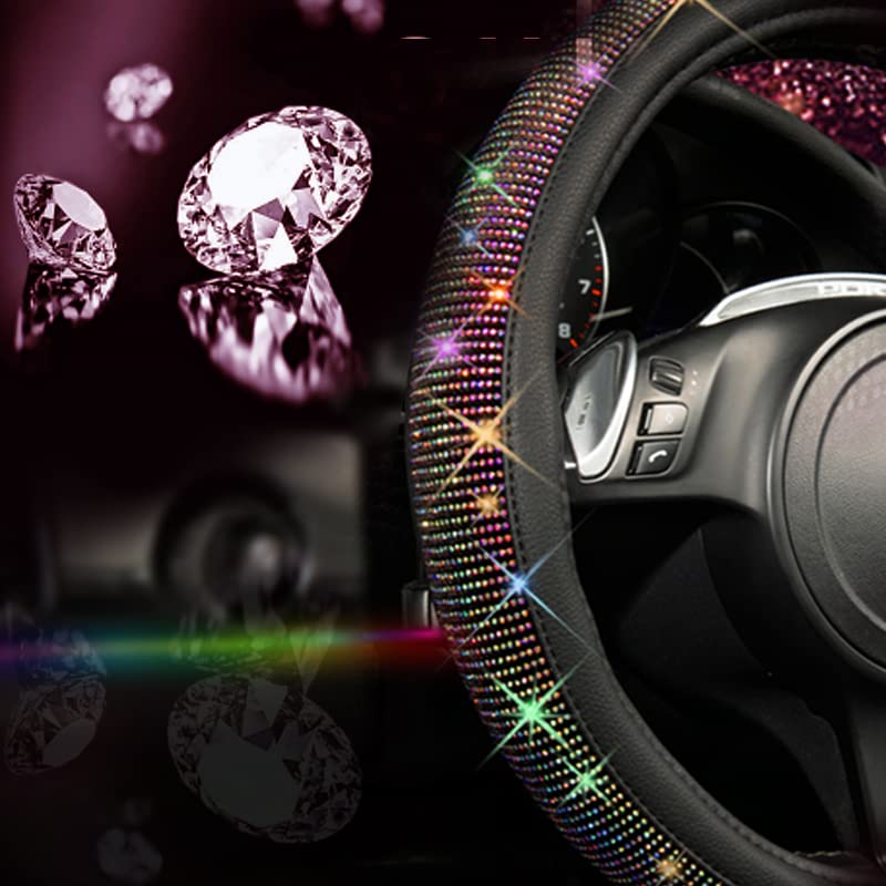 Closeup shows multicolor rhinestones for a sparkling interior detail.