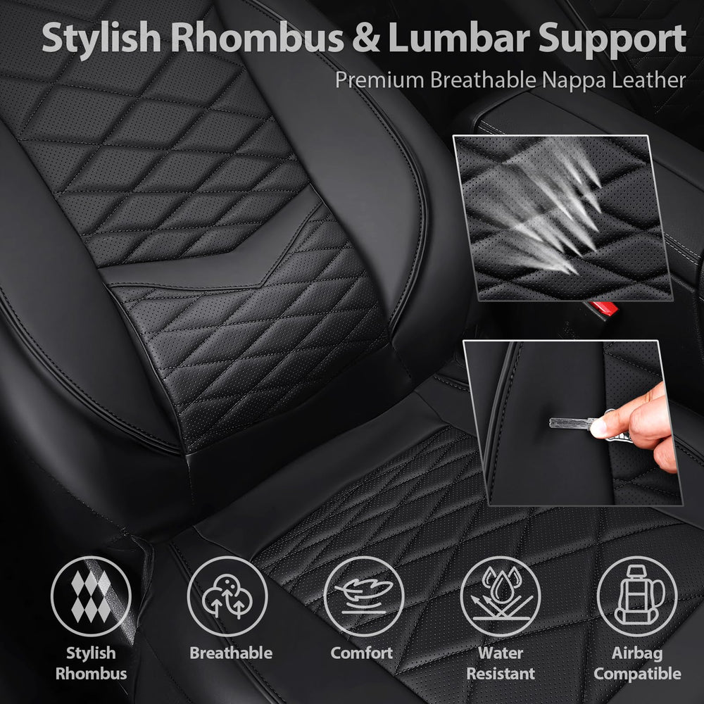 CAR PASS diamond stitch design front seat adds style and seat protection