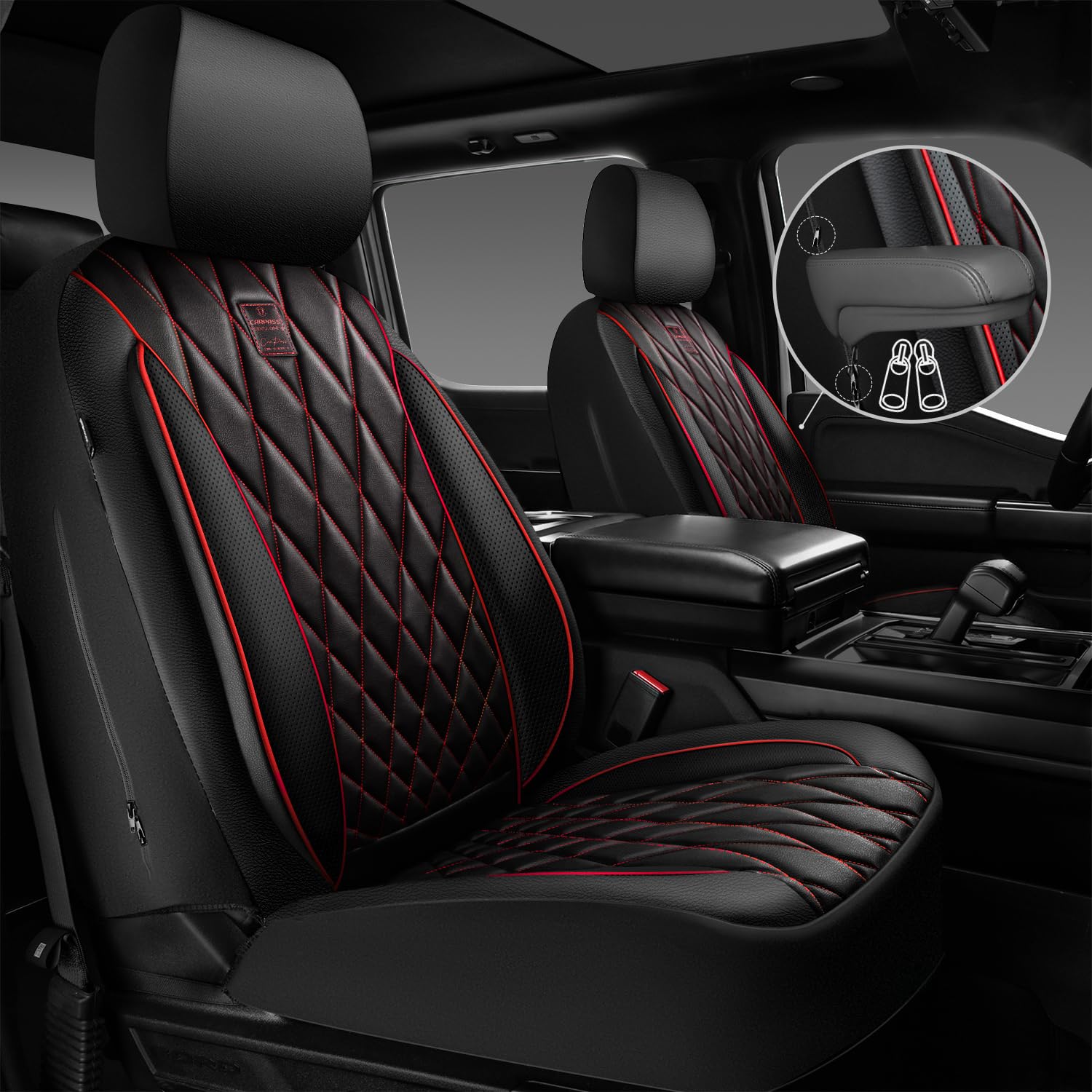 CAR PASS diamond stitching leather seat covers highlighting refined detail and upscale cabin look