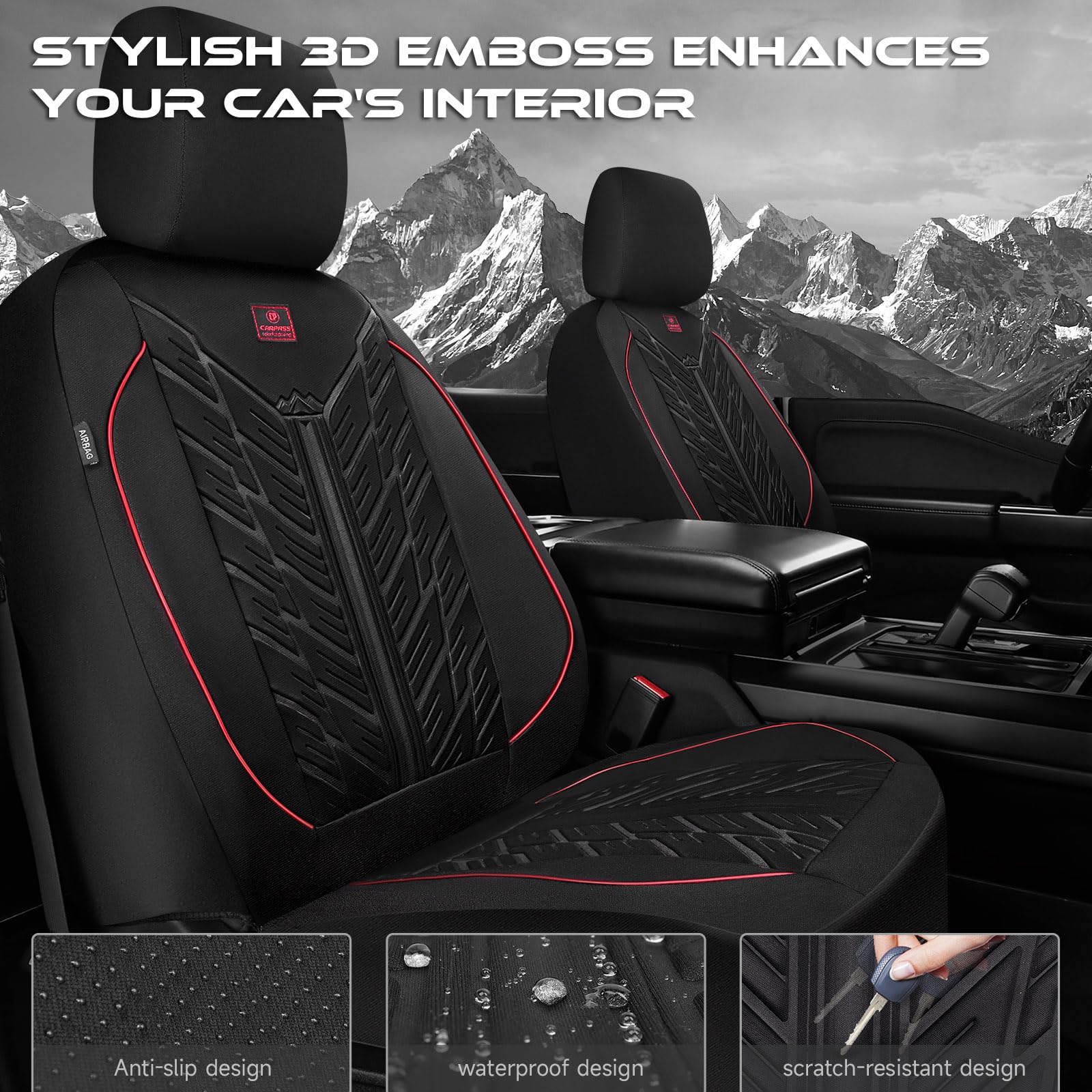 CAR PASS durable seat cover resists wear and cleans easily.