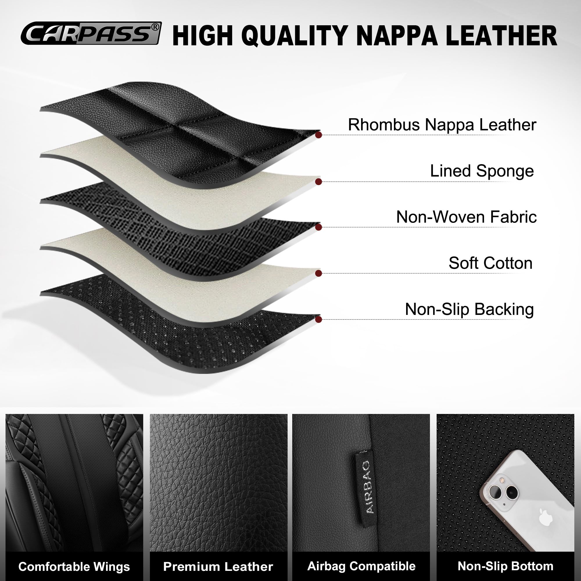 CAR PASS easy-clean upholstery guards against scratches and stains.