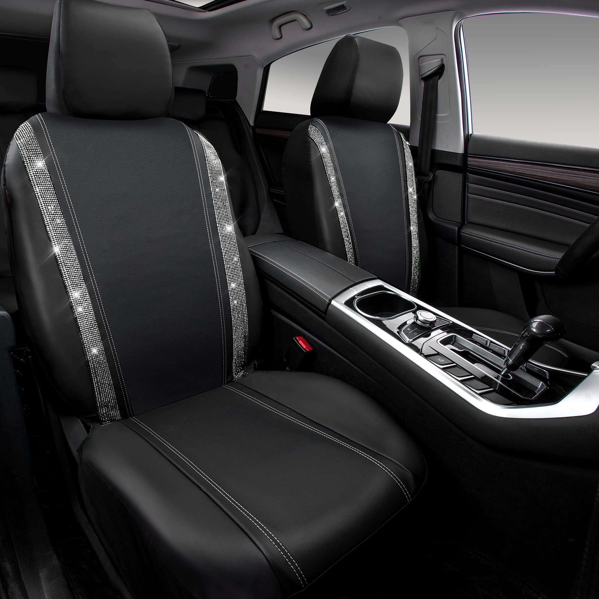 CAR PASS easy-install kit highlights two seat covers and removable headrests for quick setup