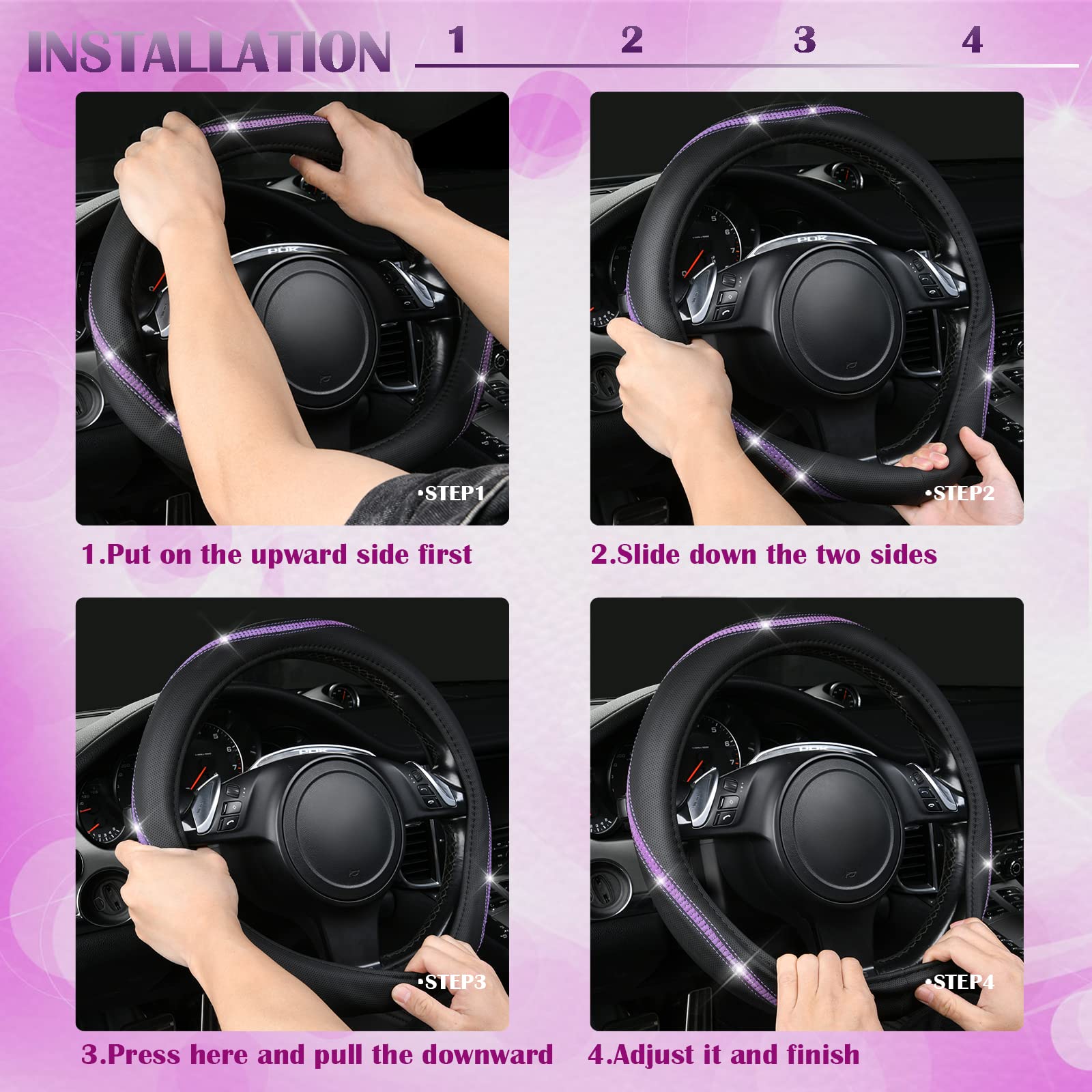 Easy slip-on installation fits most steering wheels