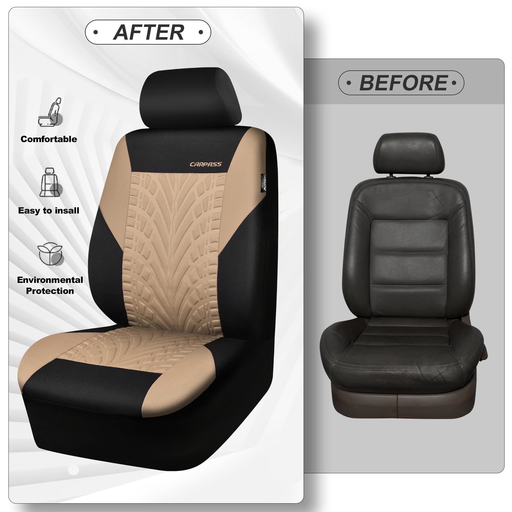 CAR PASS quick-install seat covers enable fast, tool-free setup