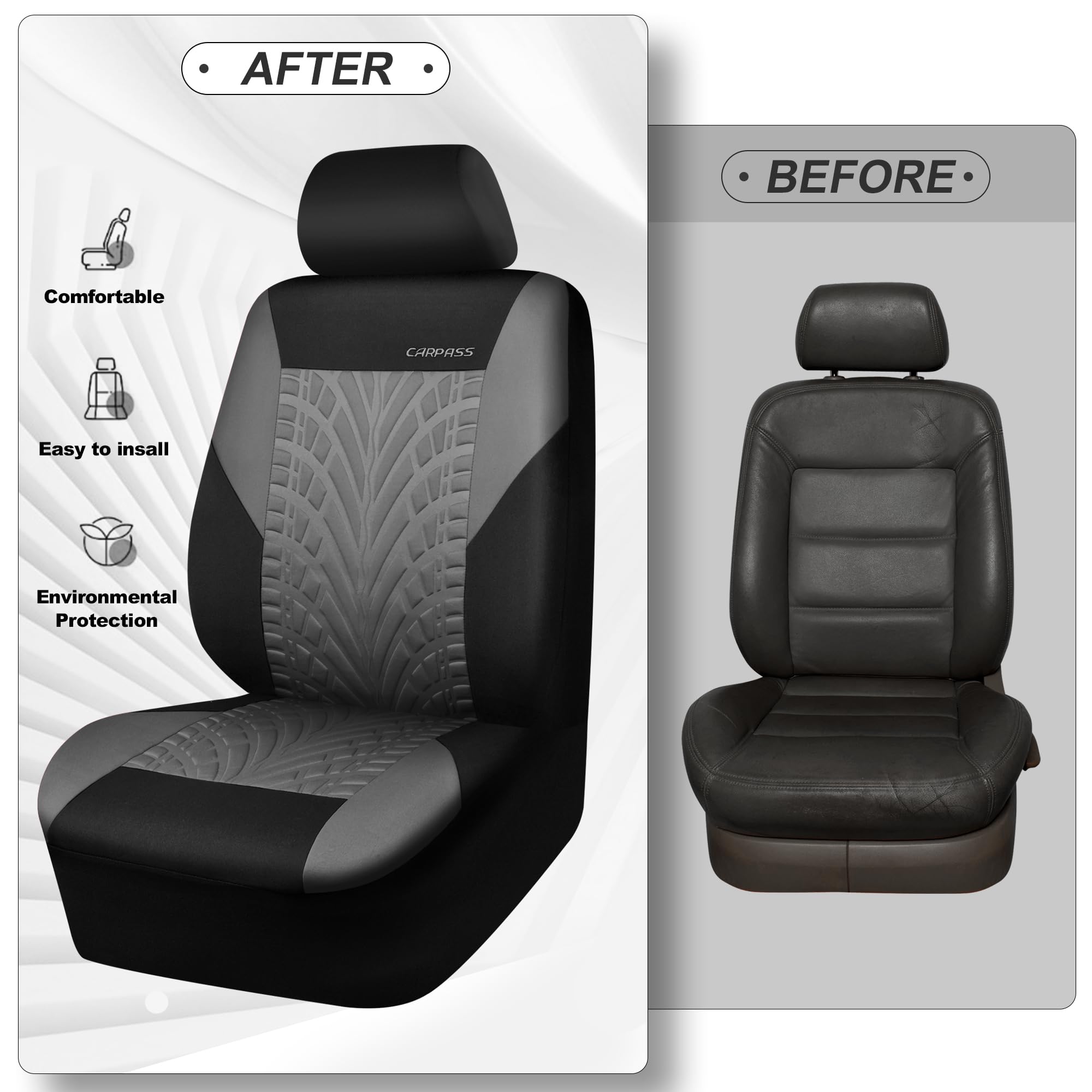 CAR PASS embossed tyre fabric texture adds premium feel to interior.