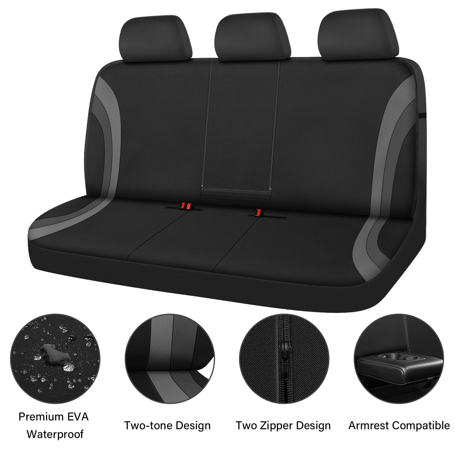 CAR PASS EVA rear bench cover showing split-seat compatibility