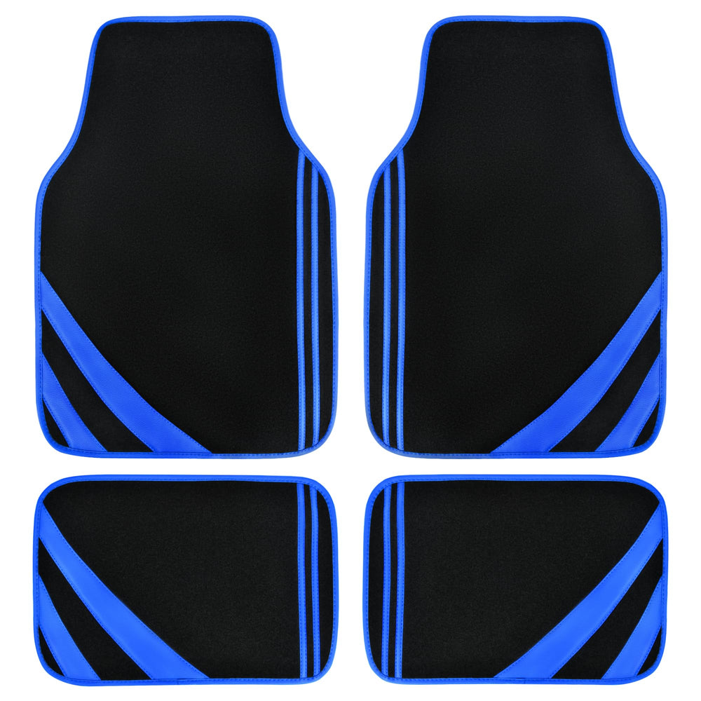 CAR PASS faux leather front-left mat with blue edge protecting interior from spills