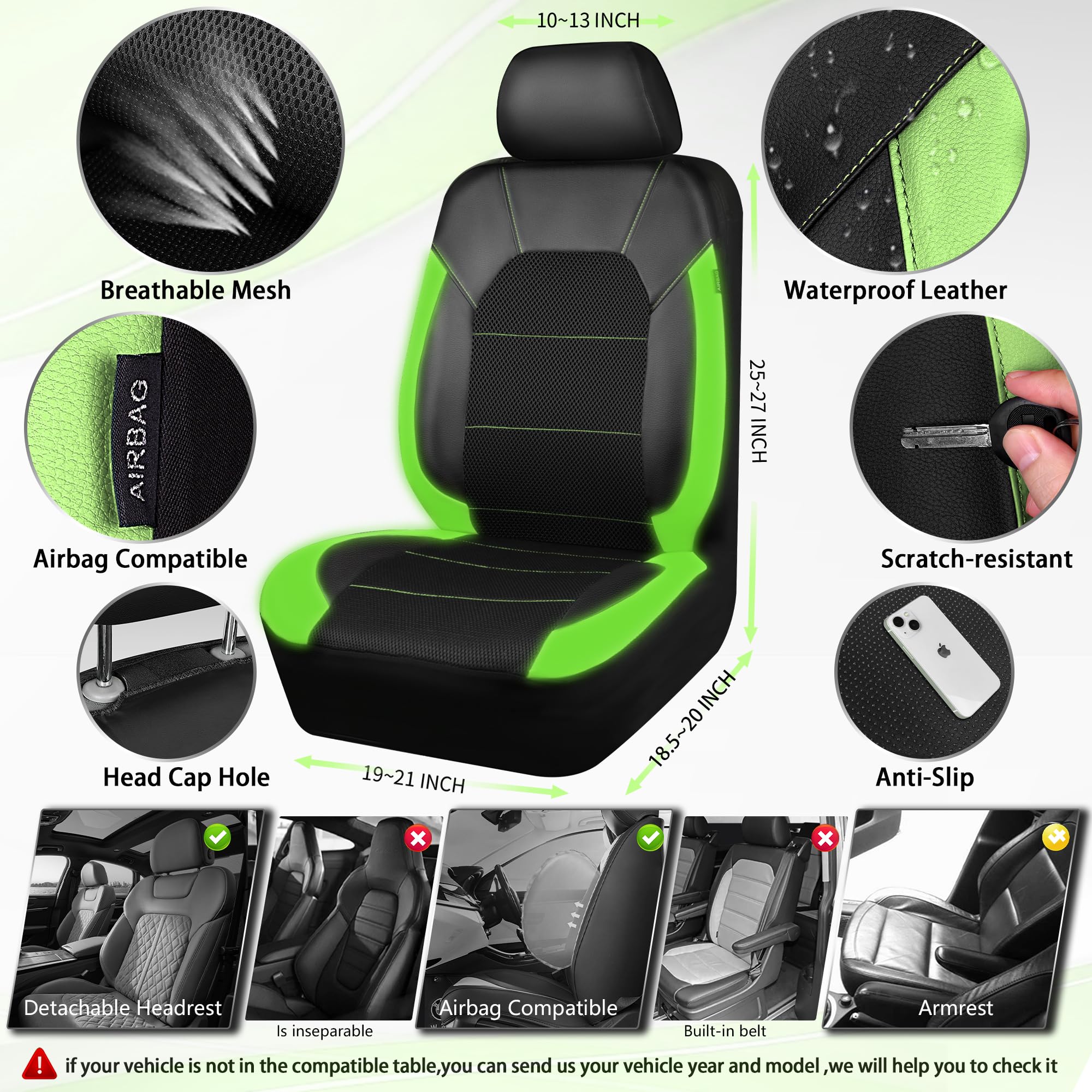 CAR PASS front seat cover with air mesh provides breathable comfort for daily drives.