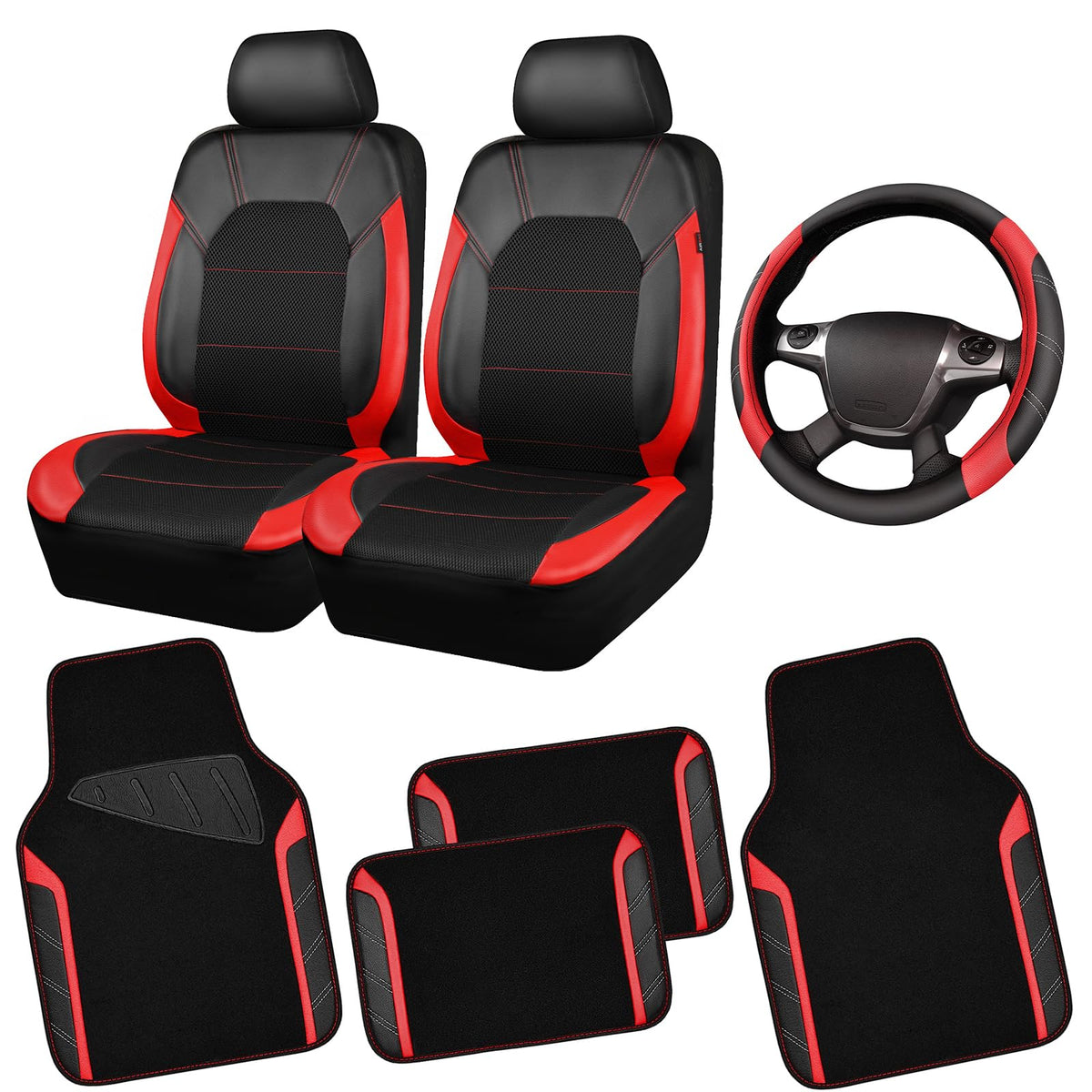 CAR PASS front seat cover faux leather protects seats from wear and stains