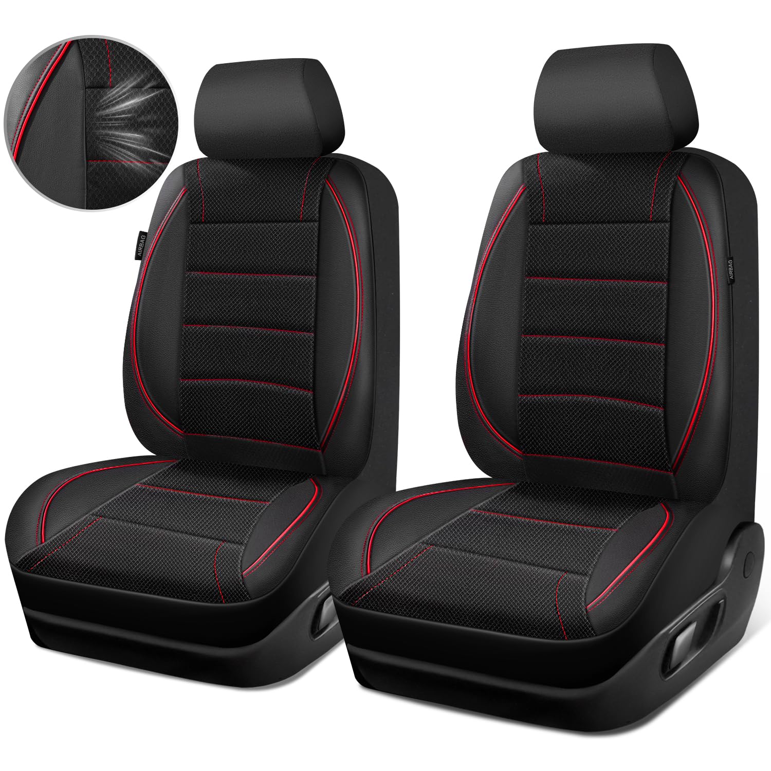 CAR PASS front seat cover features a stylish piping design for interior refinement.