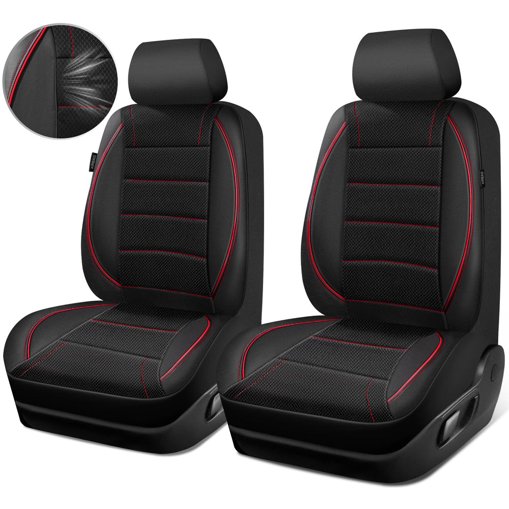 CAR PASS front seat cover features a stylish piping design for interior refinement.