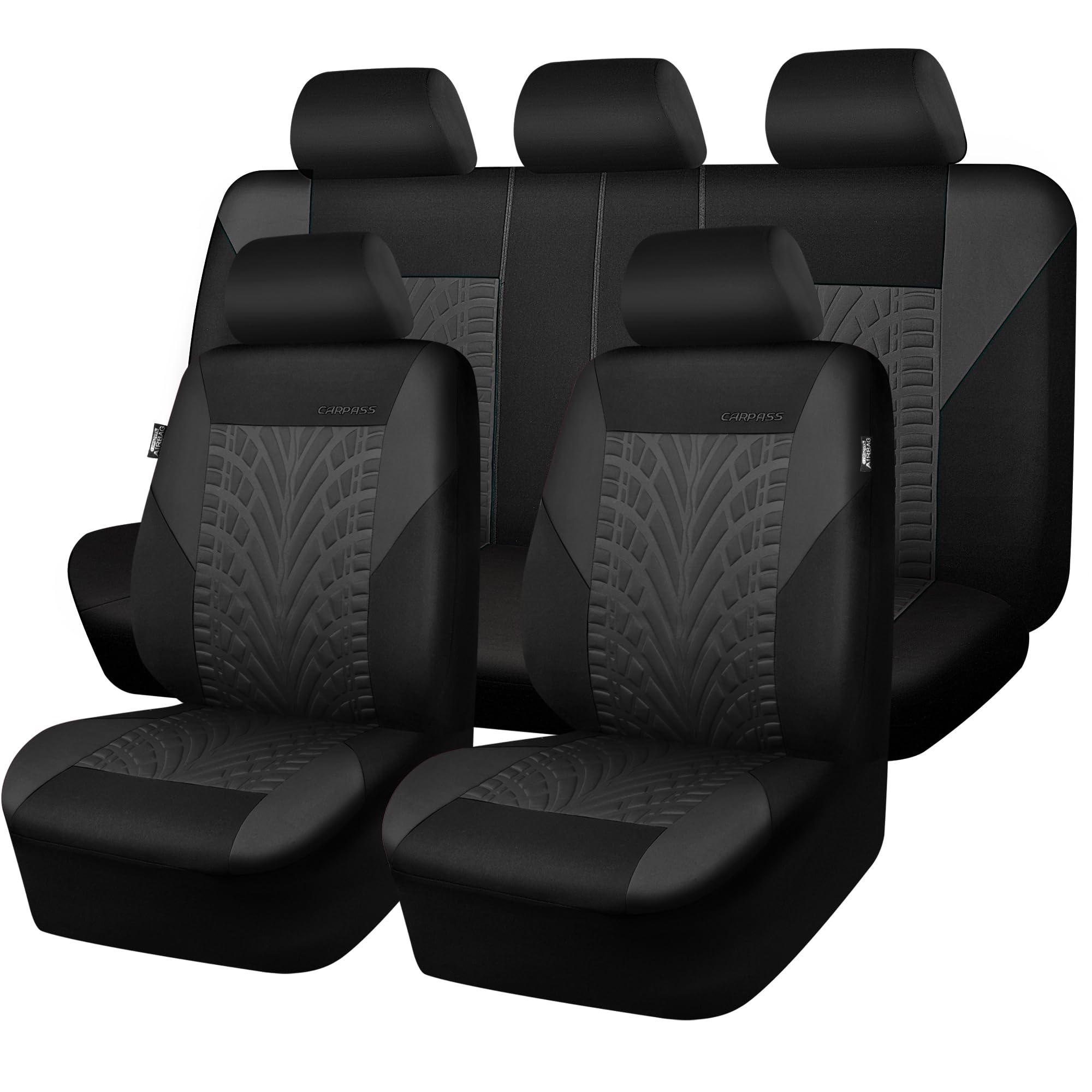 CAR PASS full set seat covers with embossed tyre texture enhances interior style and protection