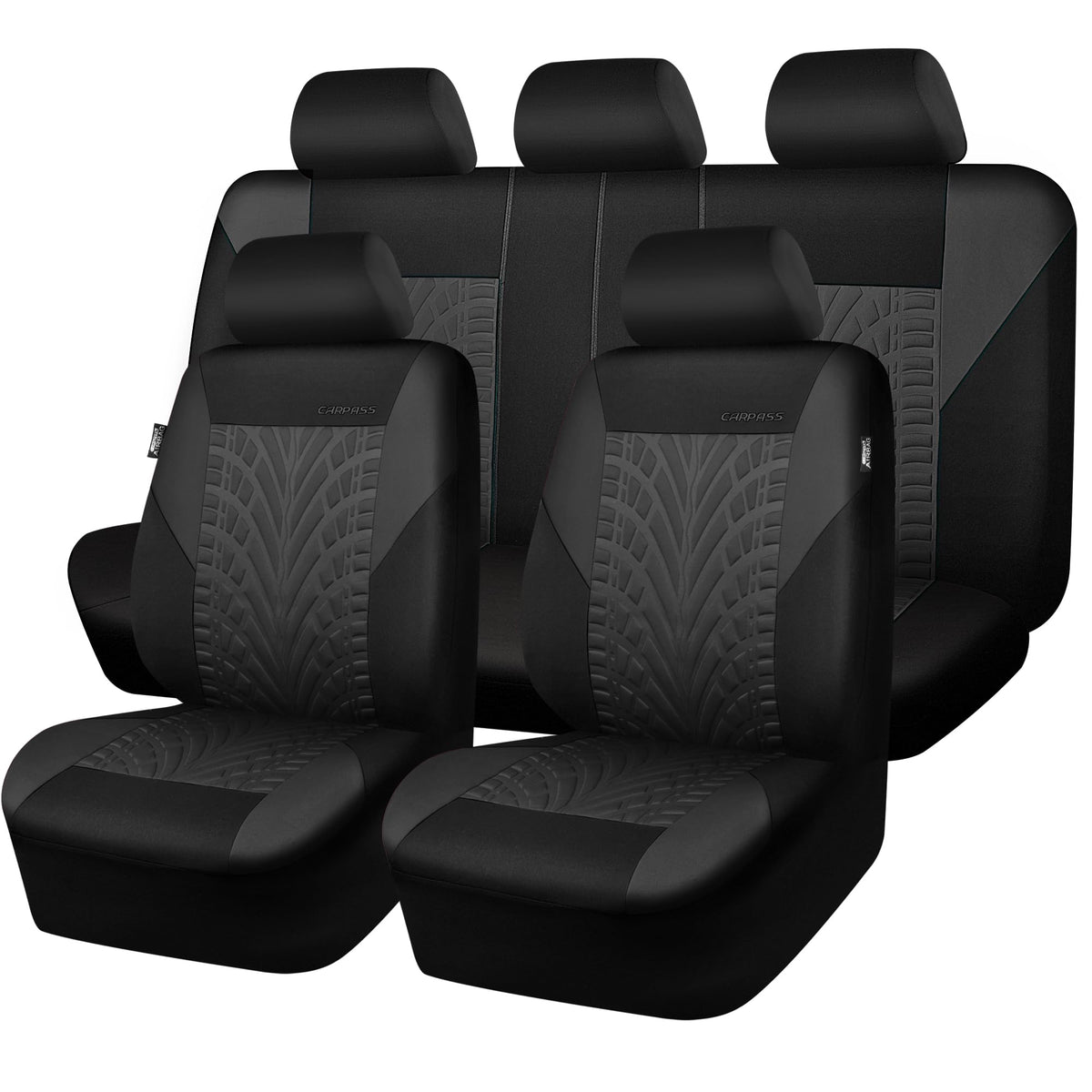 CAR PASS full set seat covers with embossed tyre texture enhances interior style and protection