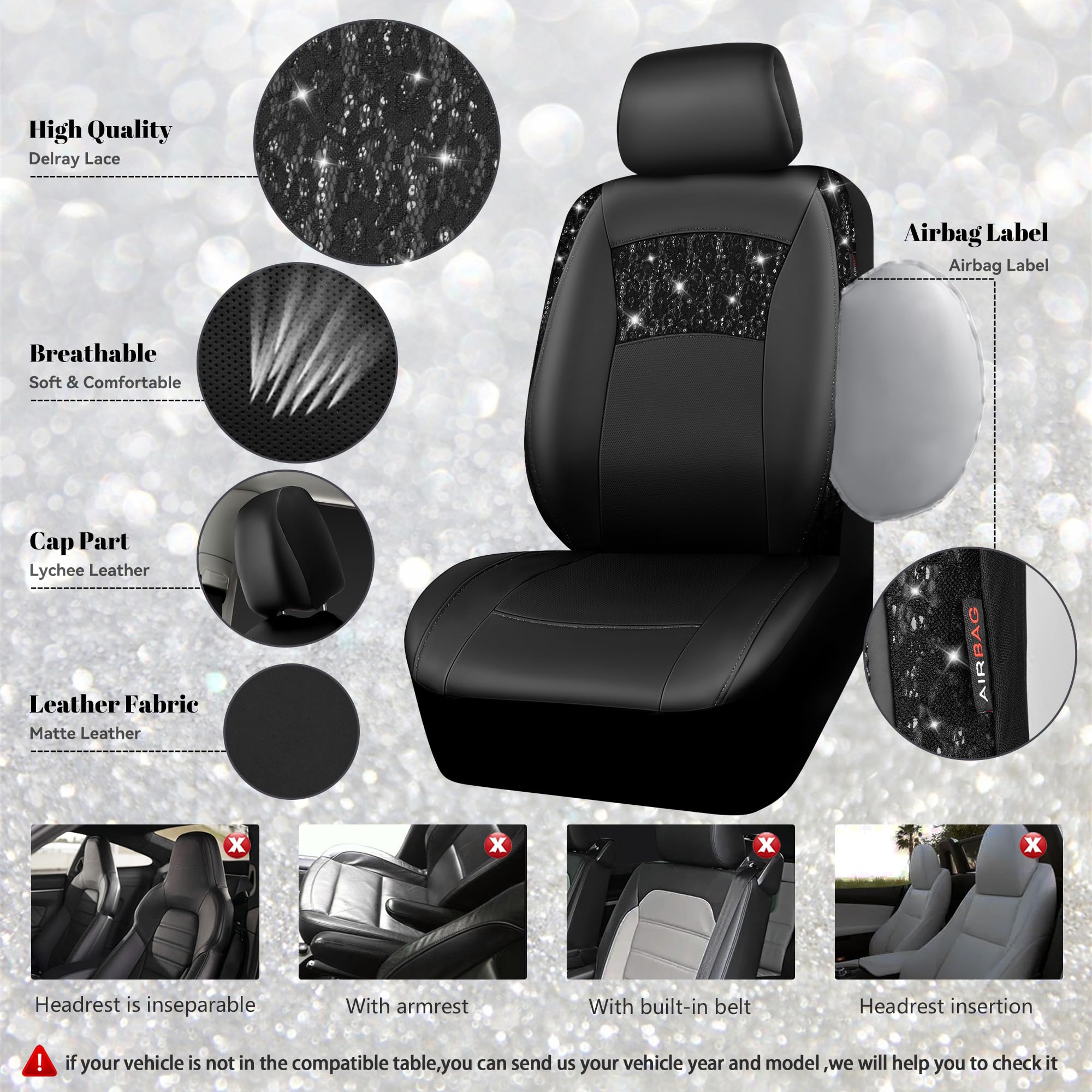 CAR PASS glitter steering wheel cover adds sparkle and grip.