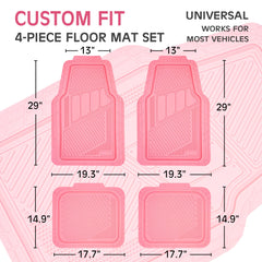 CAR PASS pink heavy-duty floor mats rear view showing trim-to-fit flexibility