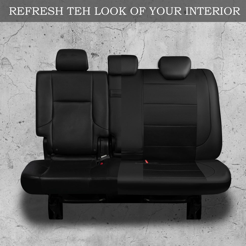 CAR PASS leather back seat cover mesh detail shows breathable fabric for comfort