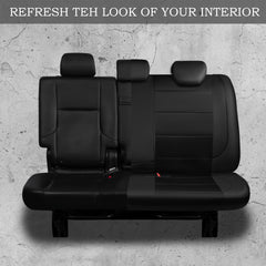 CAR PASS leather back seat cover mesh detail shows breathable fabric for comfort