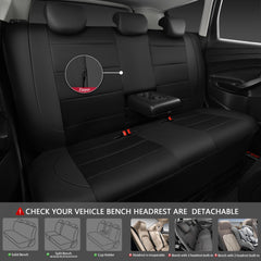 CAR PASS leather back seat cover side fit demonstrates secure installation