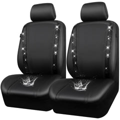 CAR PASS leather bling diamond front seat cover left adds sparkling protection.