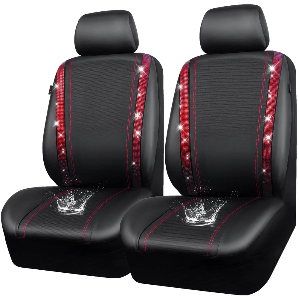 CAR PASS leather bling diamond seat cover front left adds glam and protection.