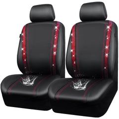CAR PASS leather bling diamond seat cover front left adds glam and protection.