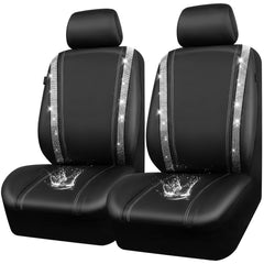 CAR PASS leather bling diamond seat cover, front-left view shows rhinestones for a luxe interior