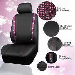 CAR PASS seat cover front-right view sparkles with rhinestones while guarding against wear