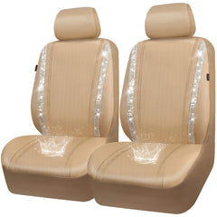 CAR PASS Leather Bling Diamond seat cover front set adds sparkle while protecting seats.