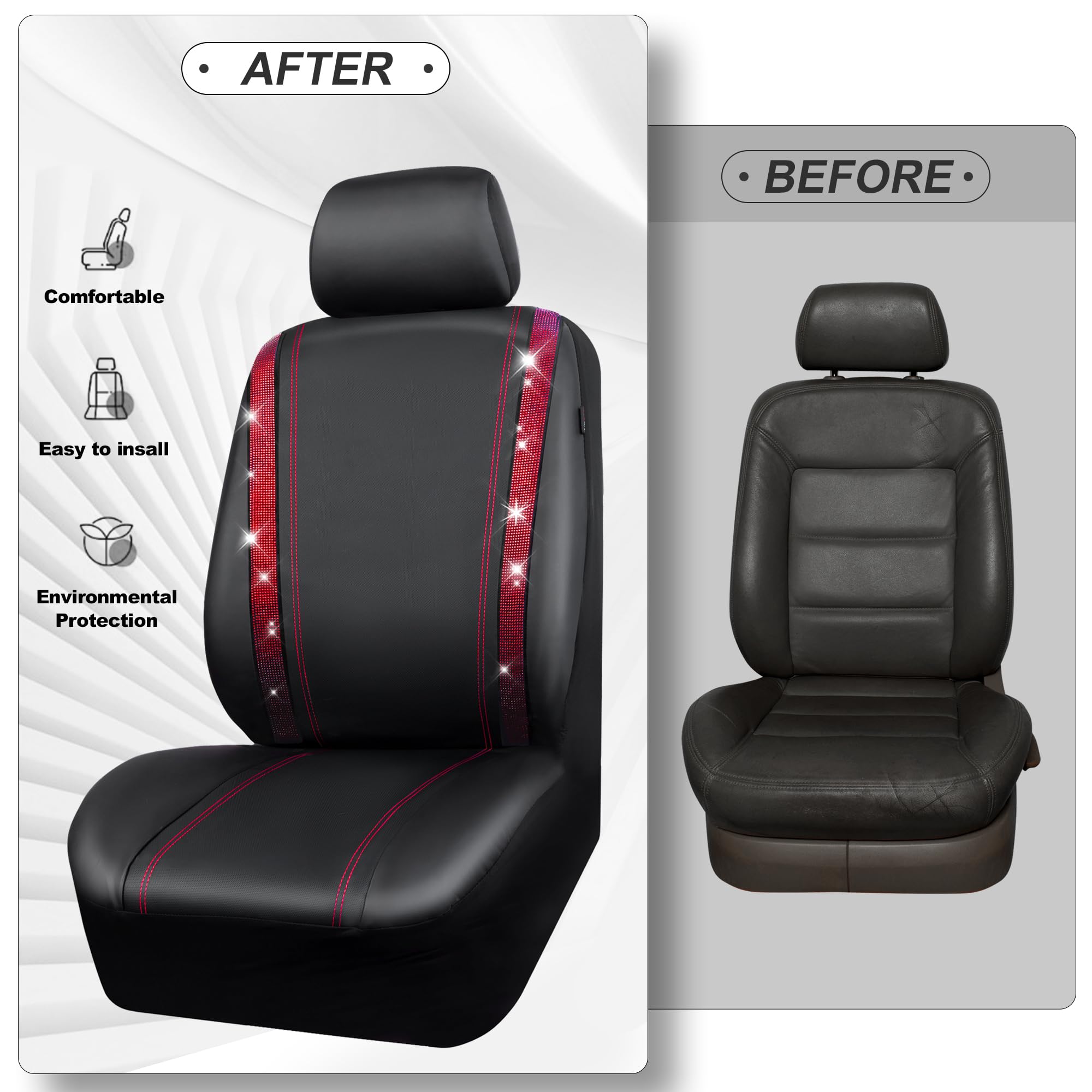 CAR PASS rear right seat cover with rhinestones boosts style and protection.
