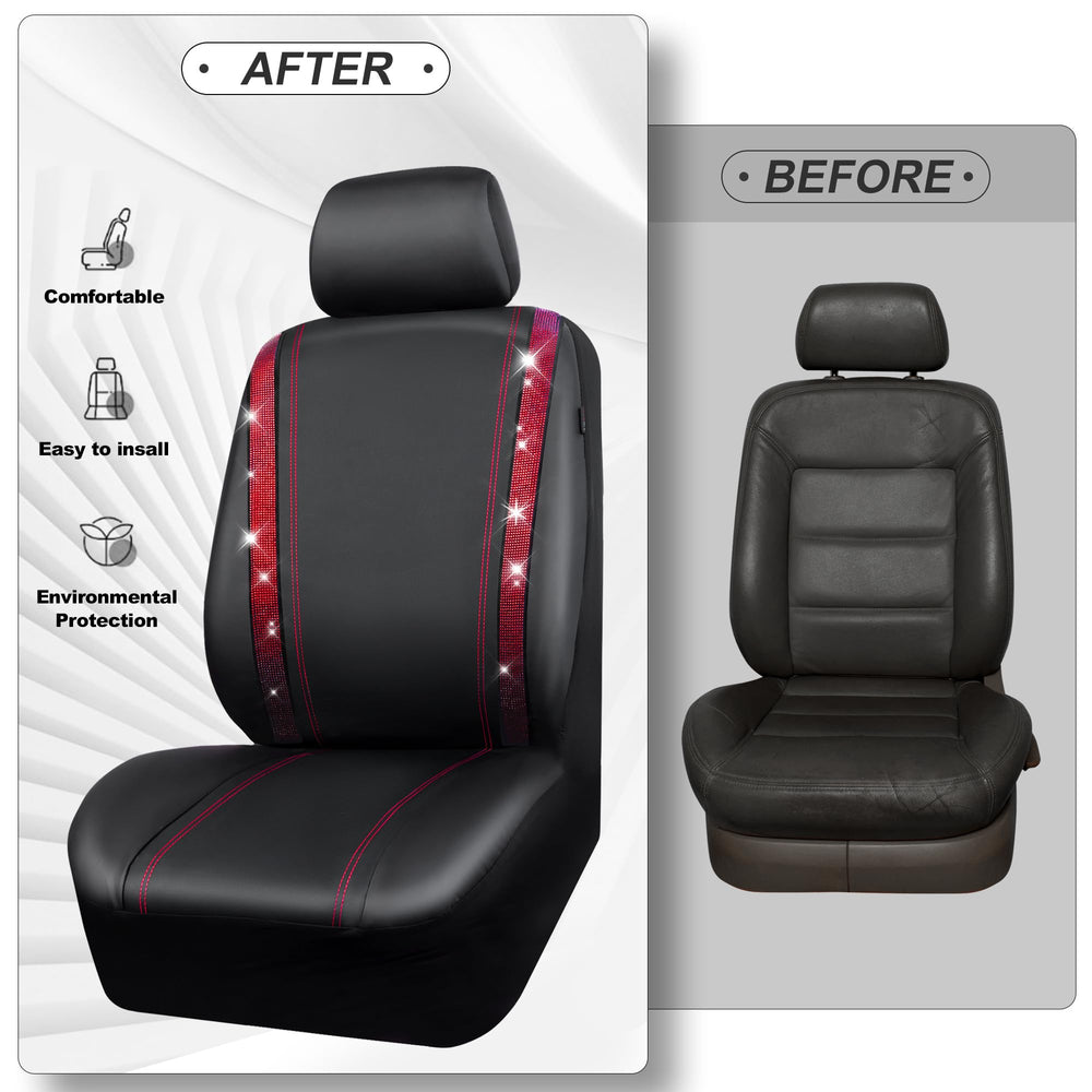 CAR PASS rear right seat cover with rhinestones boosts style and protection.