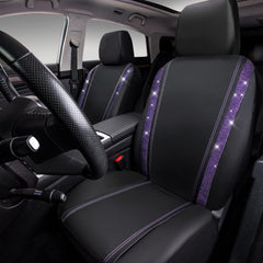 CAR PASS Leather Diamond Bling Seat Cover front-right view adds glamour and protection