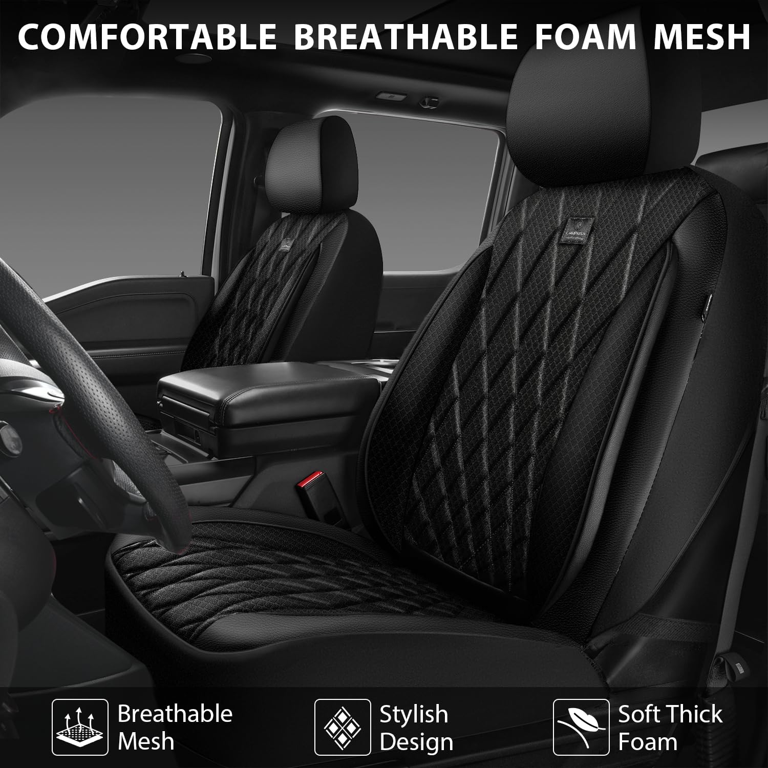 CAR PASS Leather-look seat cover provides breathable luxury for a stylish interior