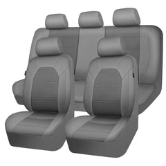 CAR PASS leather seat cover front view in gray adds sport appeal and comfort.