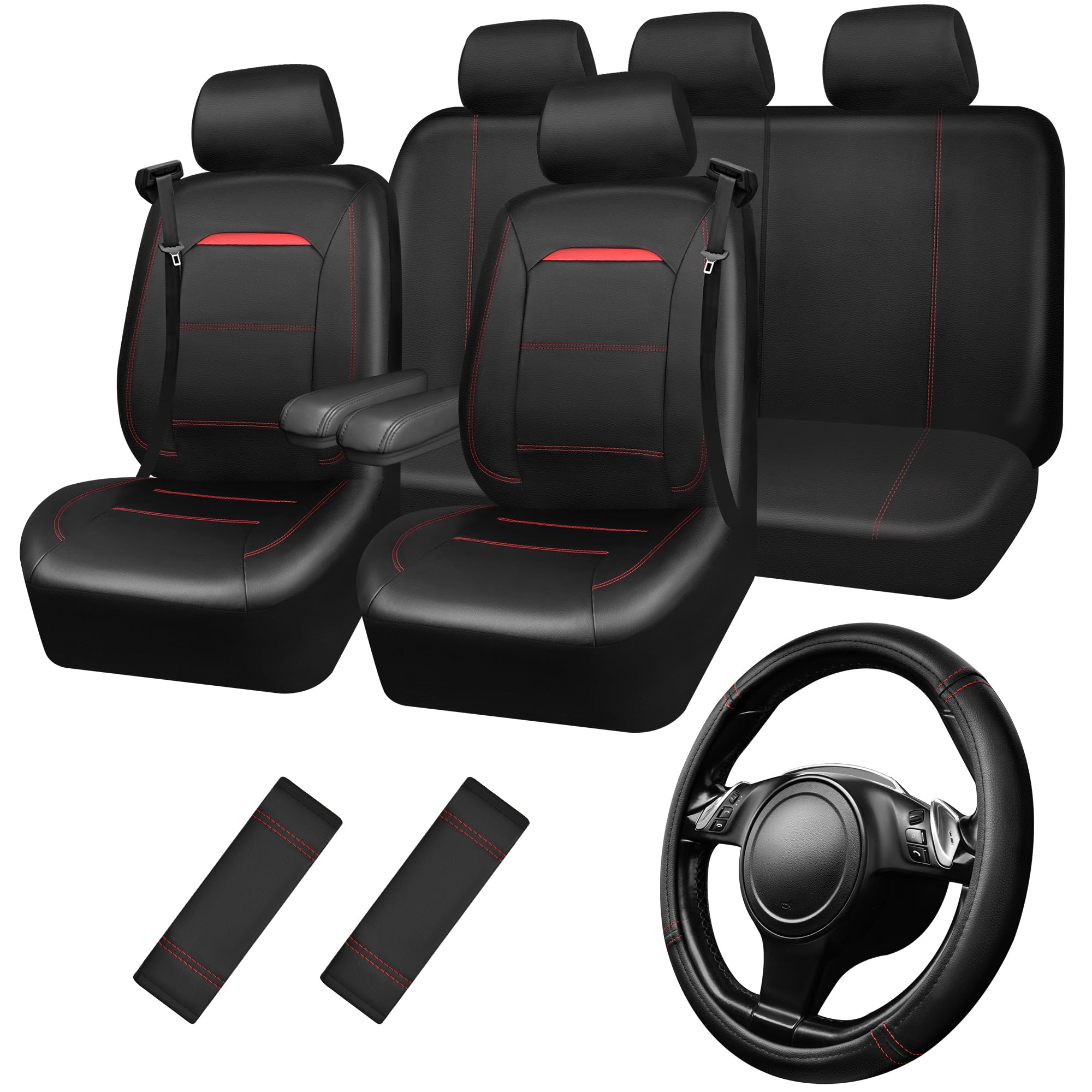 CAR PASS leather seat cover full set protects seats and elevates interior style.