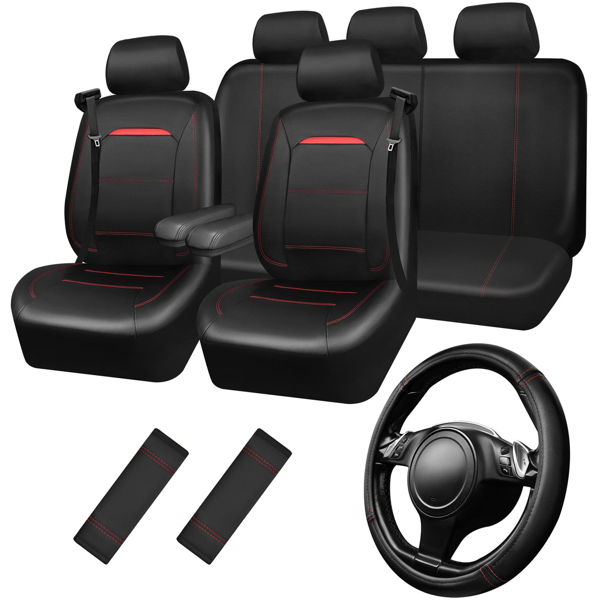 CAR PASS leather seat cover full set protects seats and elevates interior style.