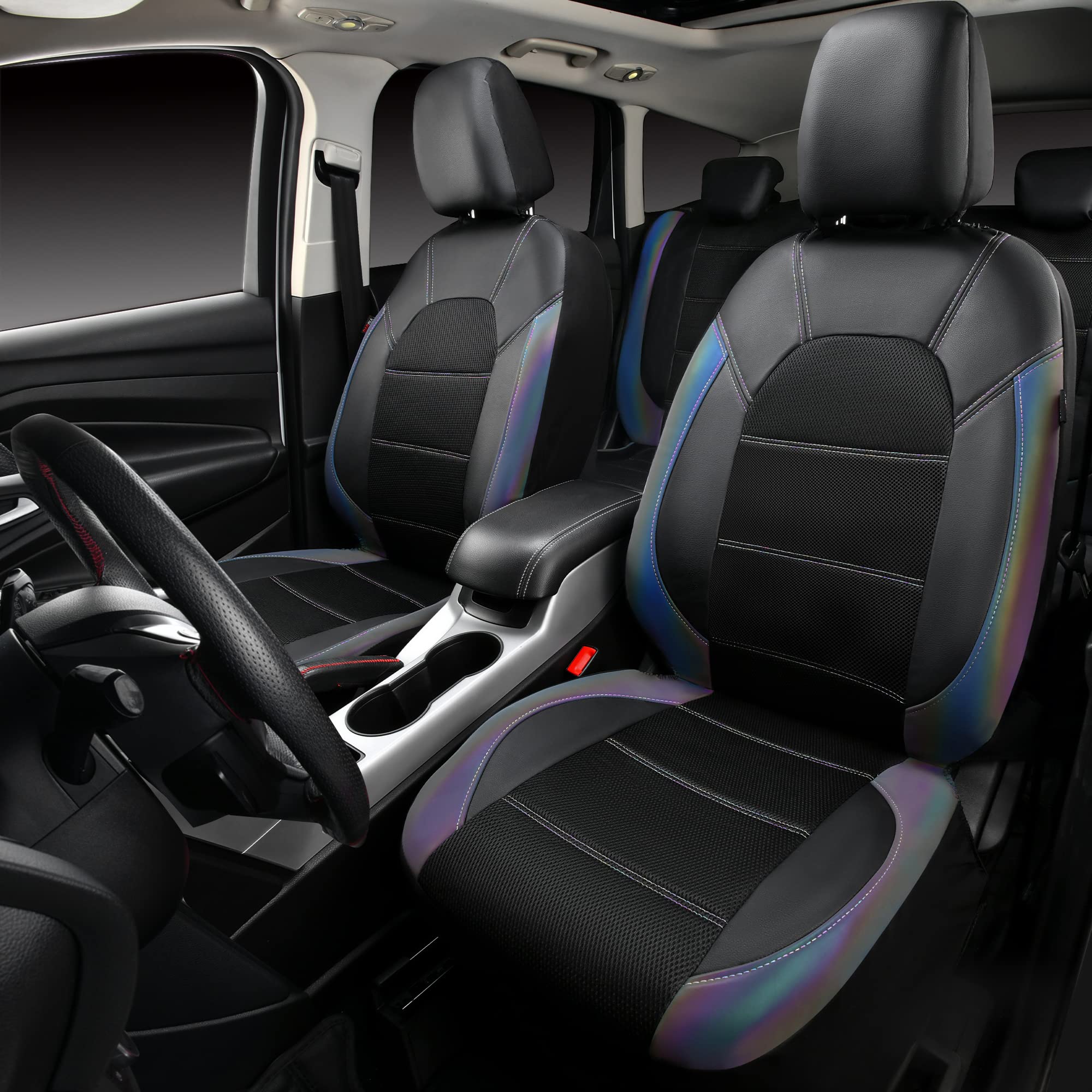 CAR PASS seat cover installation step shows quick, tool-free fitting.