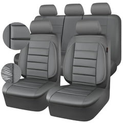 CAR PASS leather seat covers gray, front view, luxury protection for the vehicle interior.