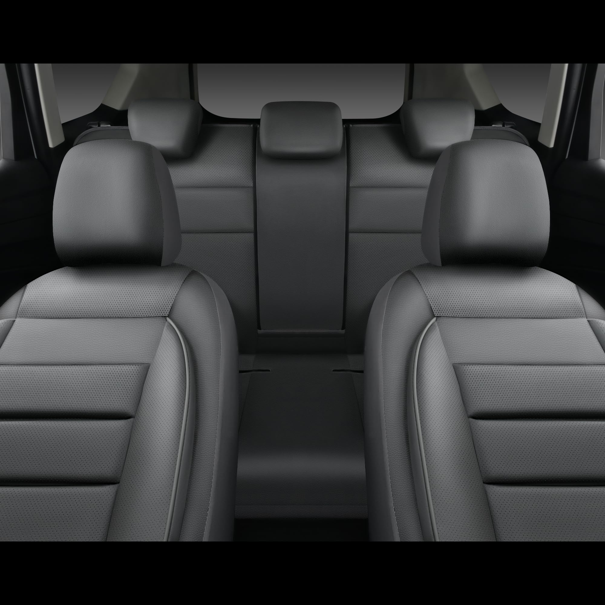 CAR PASS leather seat covers gray, back view, full-coverage protection against wear.