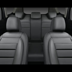 CAR PASS leather seat covers gray, back view, full-coverage protection against wear.