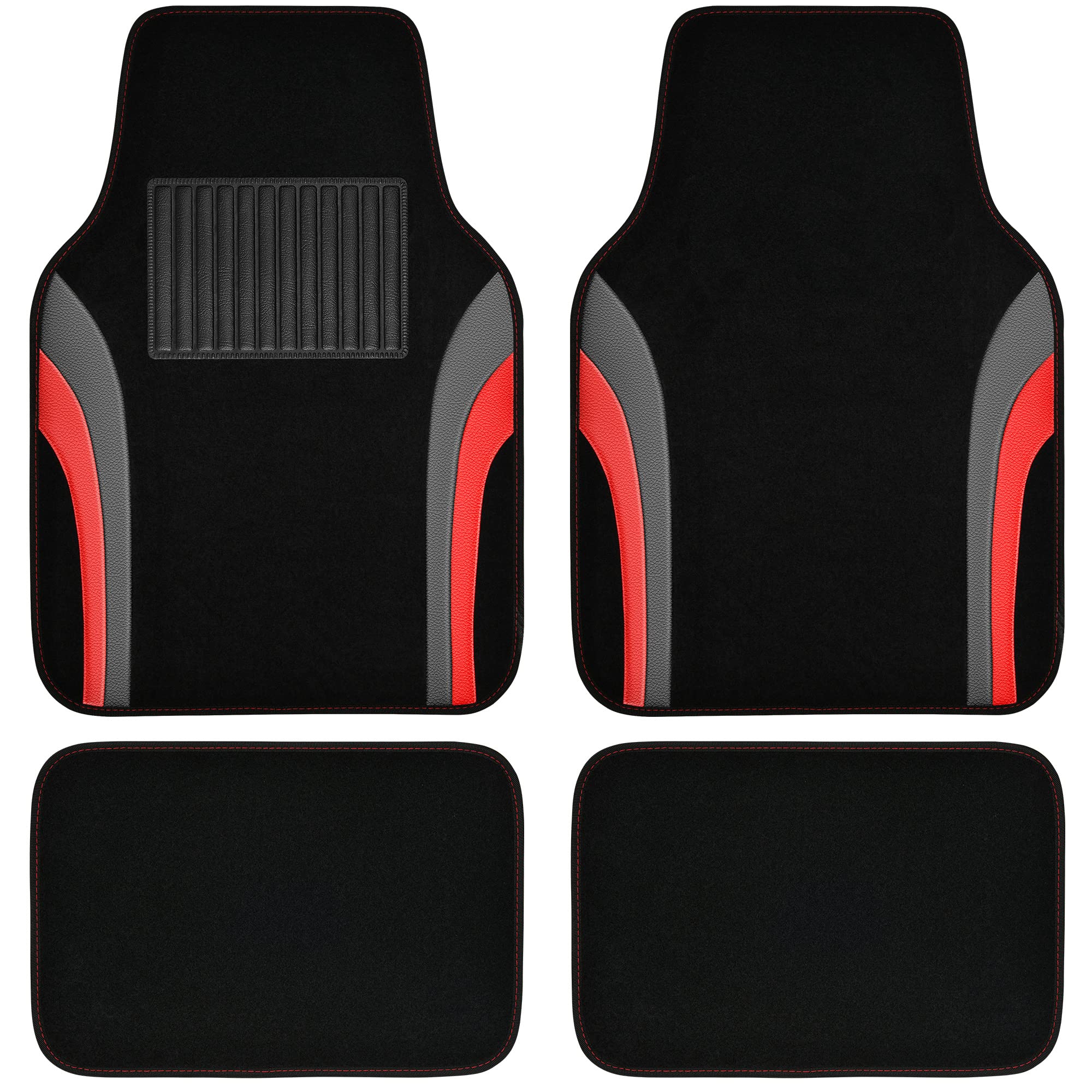 Car Pass Leather Sporty Floor Mats front view showing universal fit and sleek look.