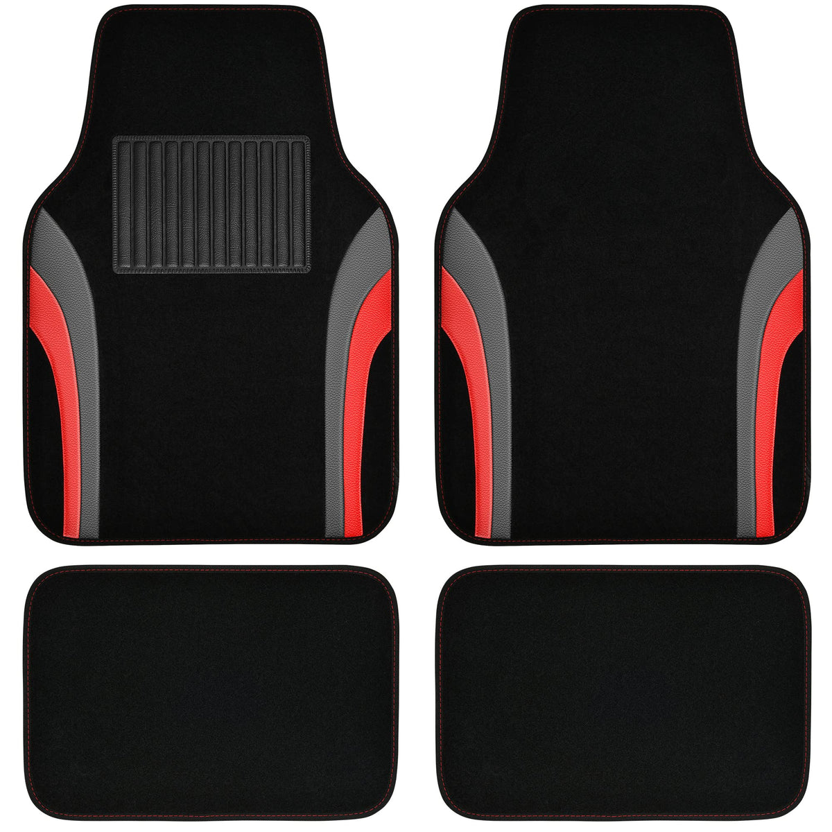 Car Pass Leather Sporty Floor Mats front view showing universal fit and sleek look.
