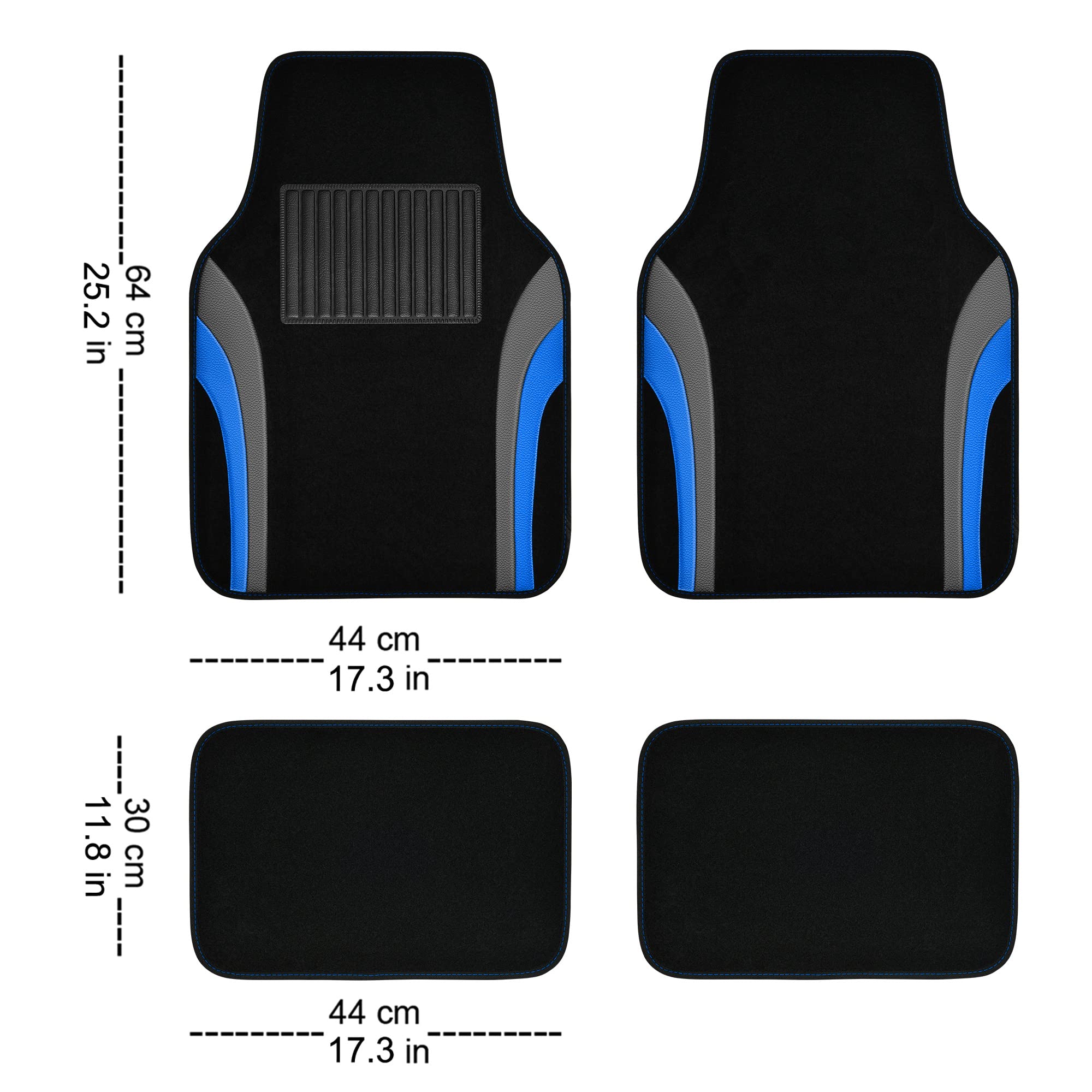 CAR PASS all-weather mat with anti-slip backing keeping mats in place.