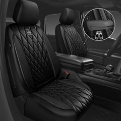 CAR PASS leatherette diamond-design seat cover adds elegance and durability.