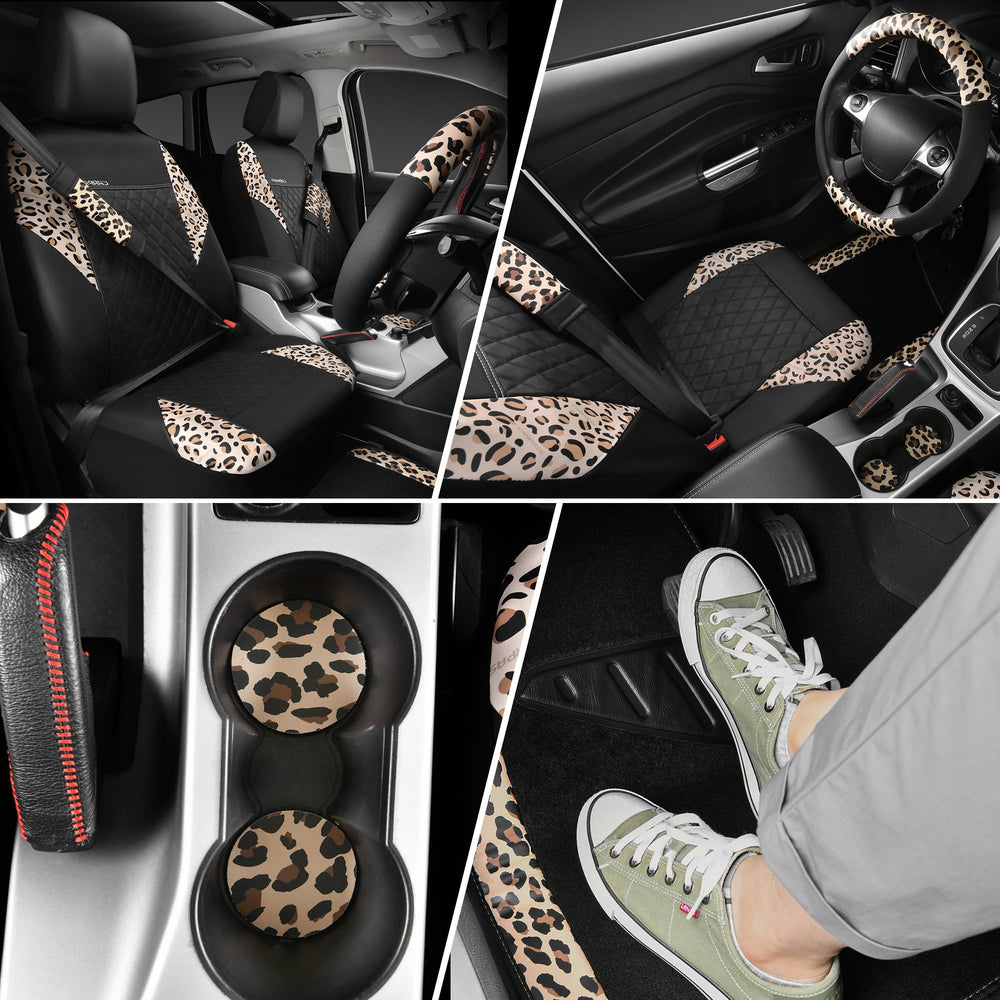 CAR PASS leopard steering wheel cover provides grip and flair