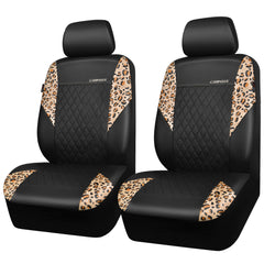 CAR PASS Leather Leopard two front seat cover in car shows bold quilted interior upgrade