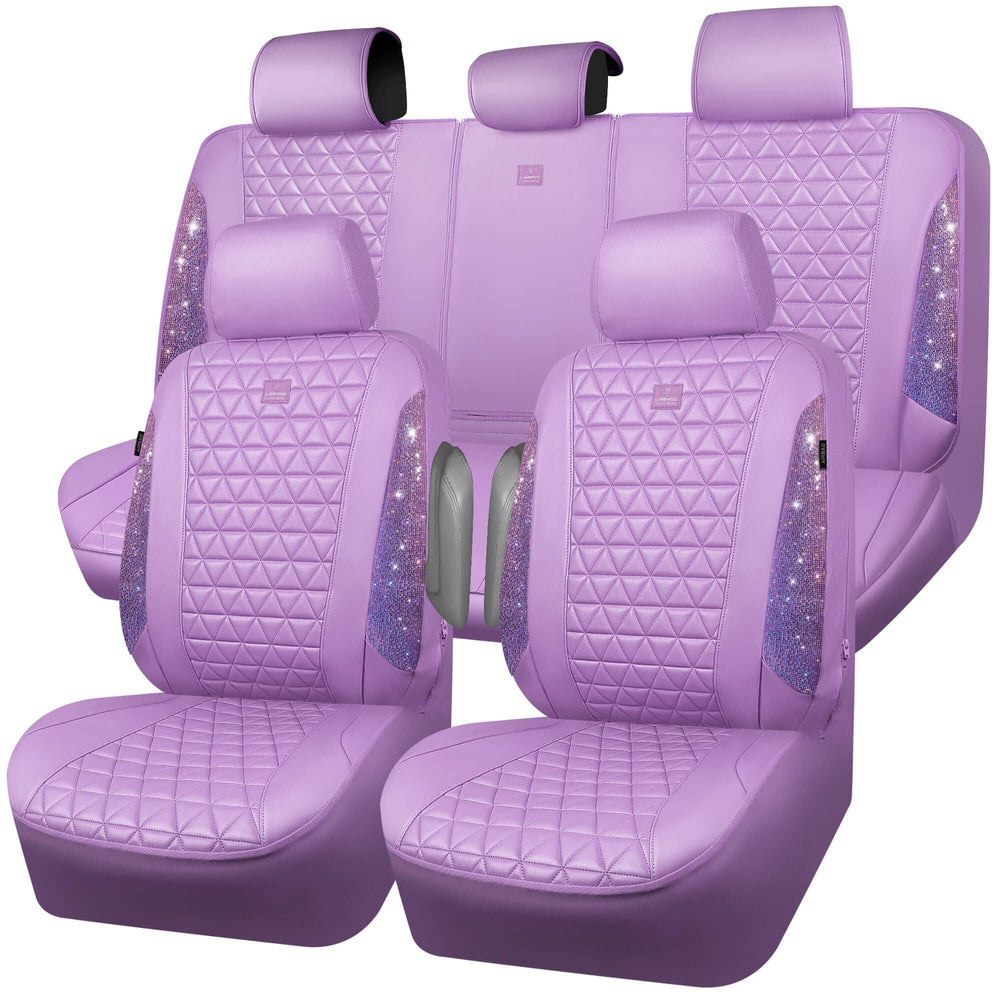 CAR PASS light purple bling-diamond front-left seat cover sparkles and protects.