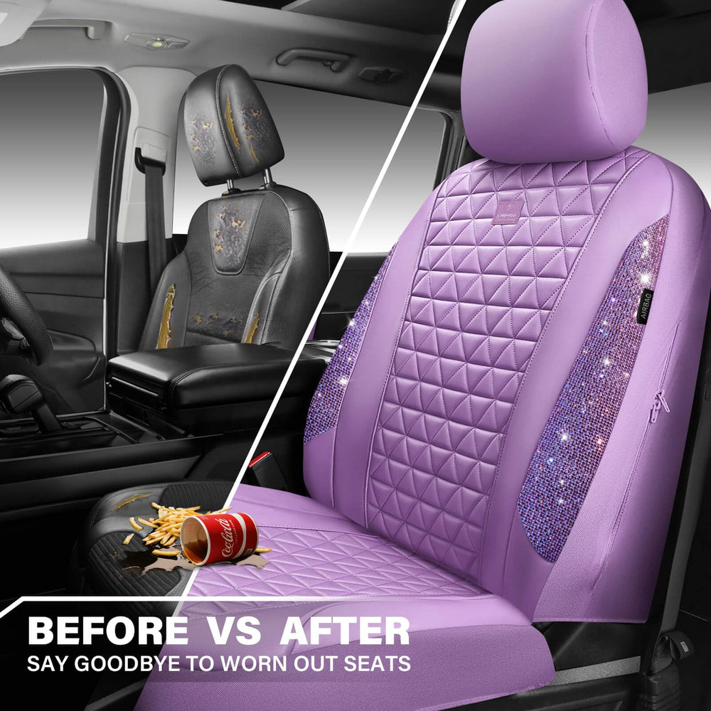 CAR PASS waterproof fabric helps guard seats while keeping rhinestones bright.