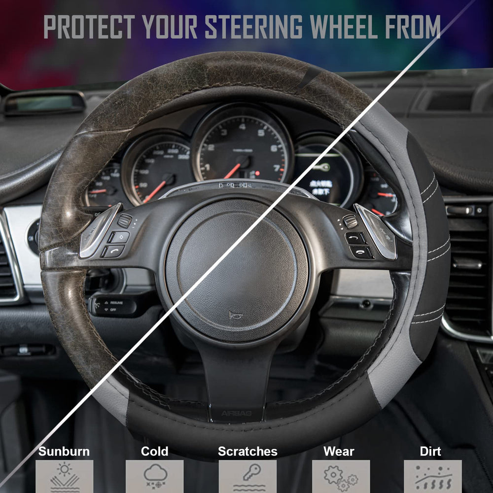 CAR PASS Line Rider anti-slip inner ring keeps steering steady for safer handling.