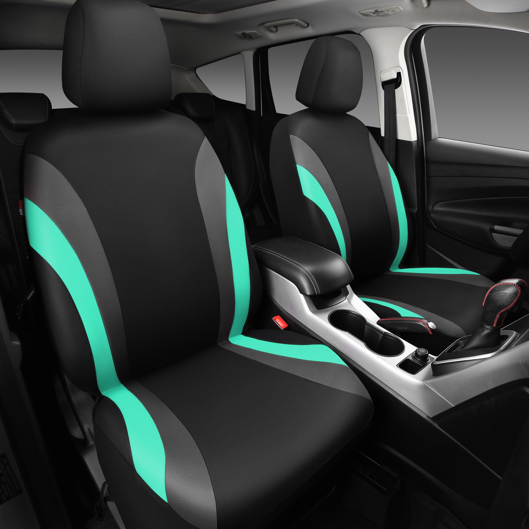 CAR PASS Line Rider mint-black two-tone front seat cover for universal fit